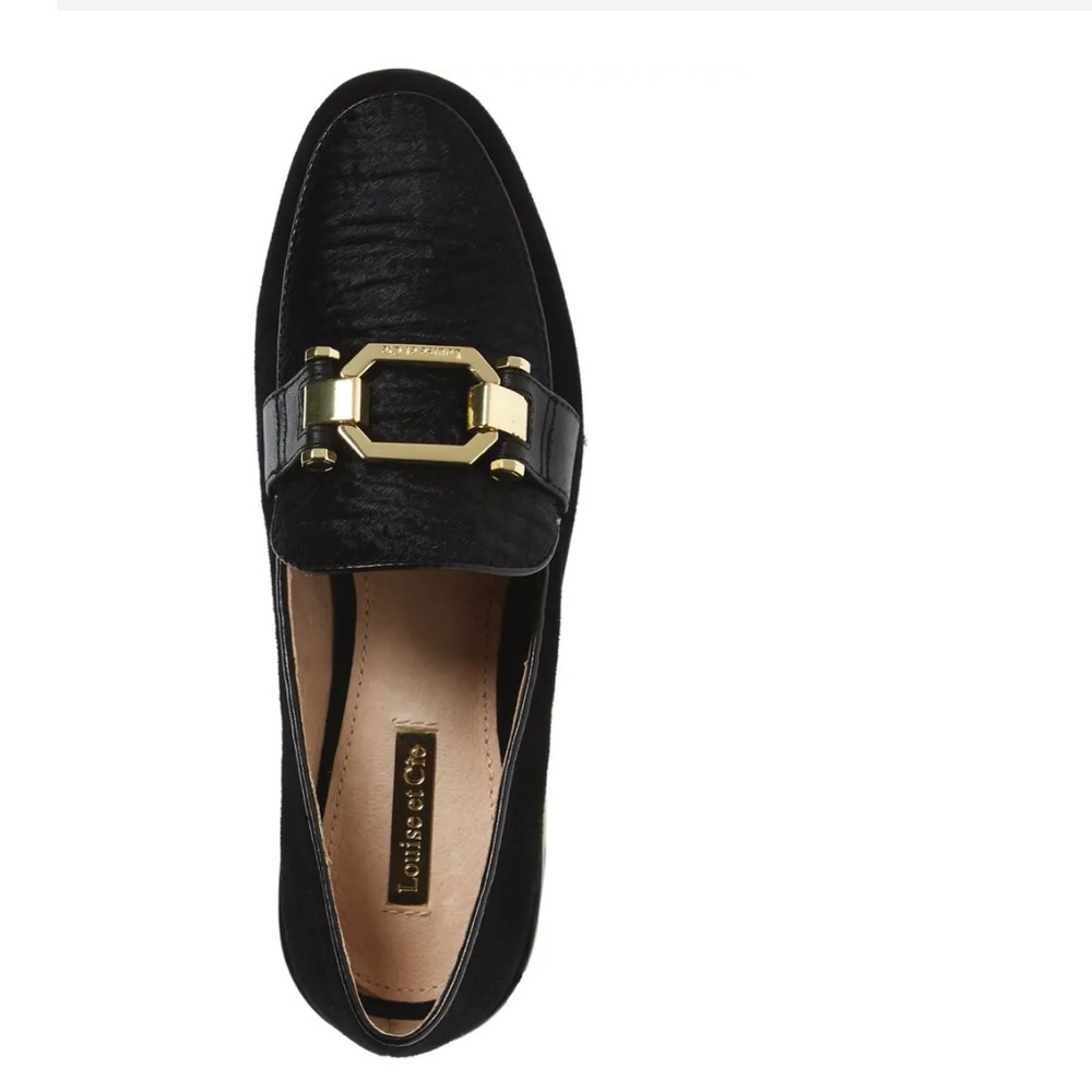 Louise et Cie Black Loafers with Gold Accents